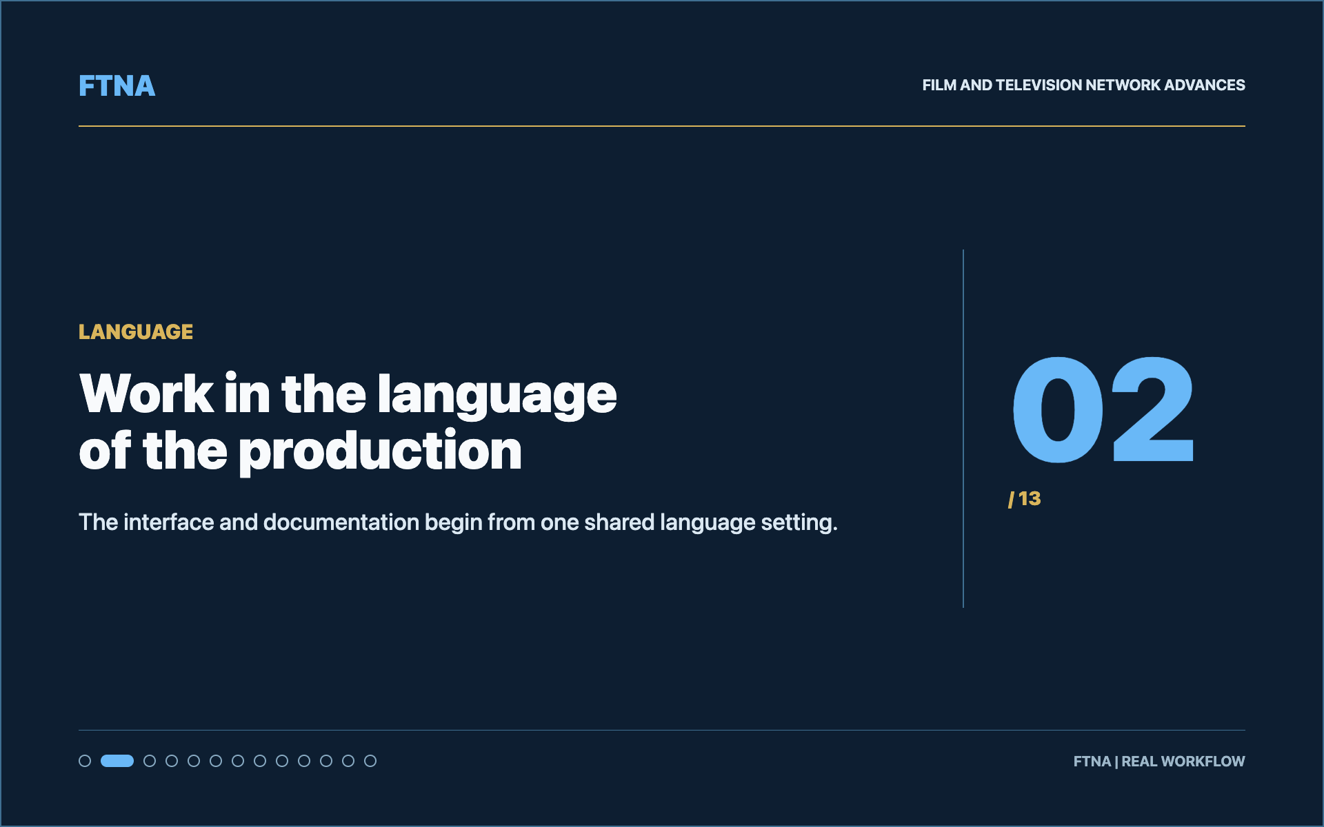 Work in the language of the production
